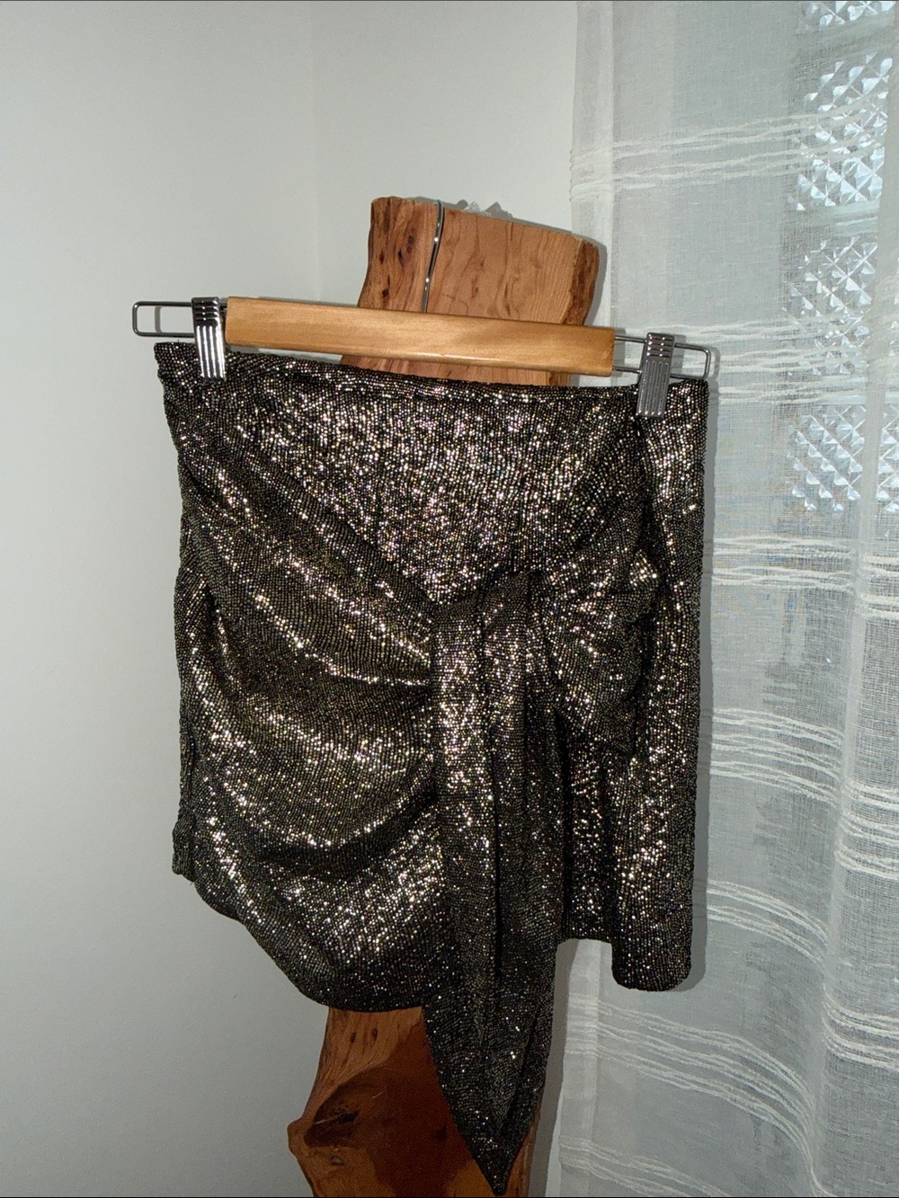 Zara Black and Silver Sequin Mini Skirt